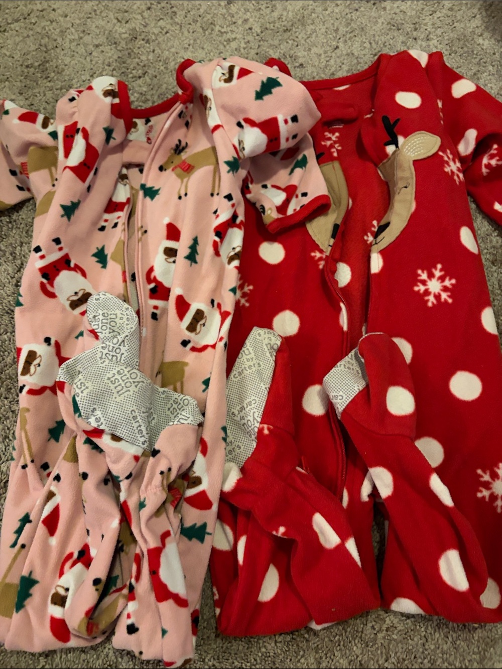 Kids Holiday One-Piece Pajamas - Red & Pink